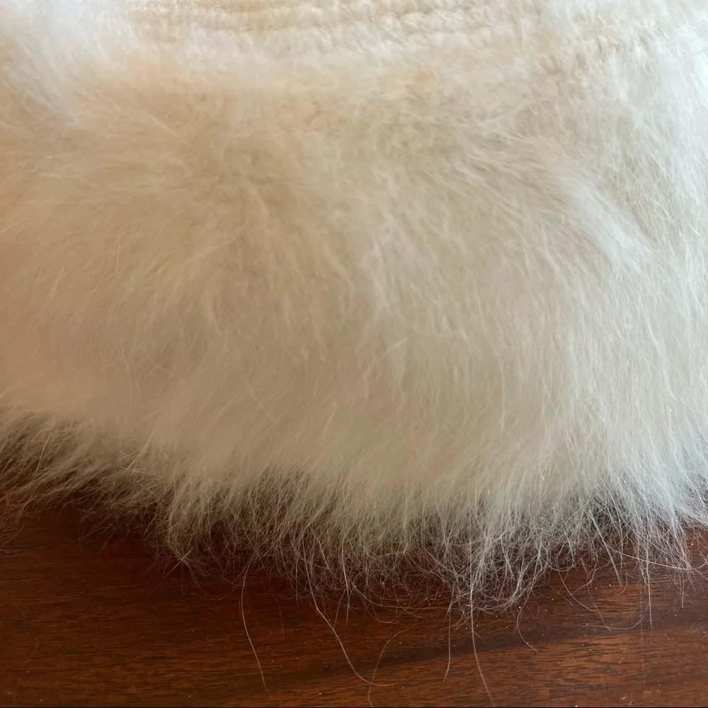 Vintage Crochet Angora White Winter Hat Small - Picture 5 of 6